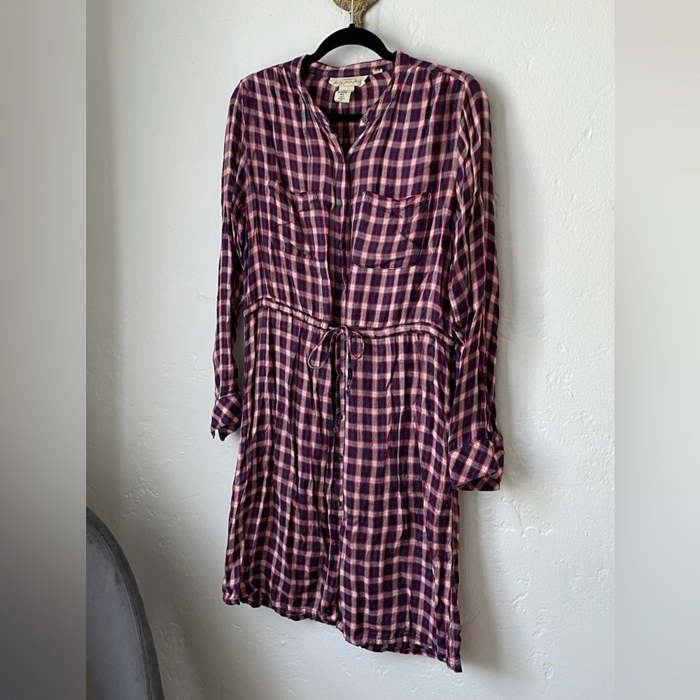 Plaid button down dress